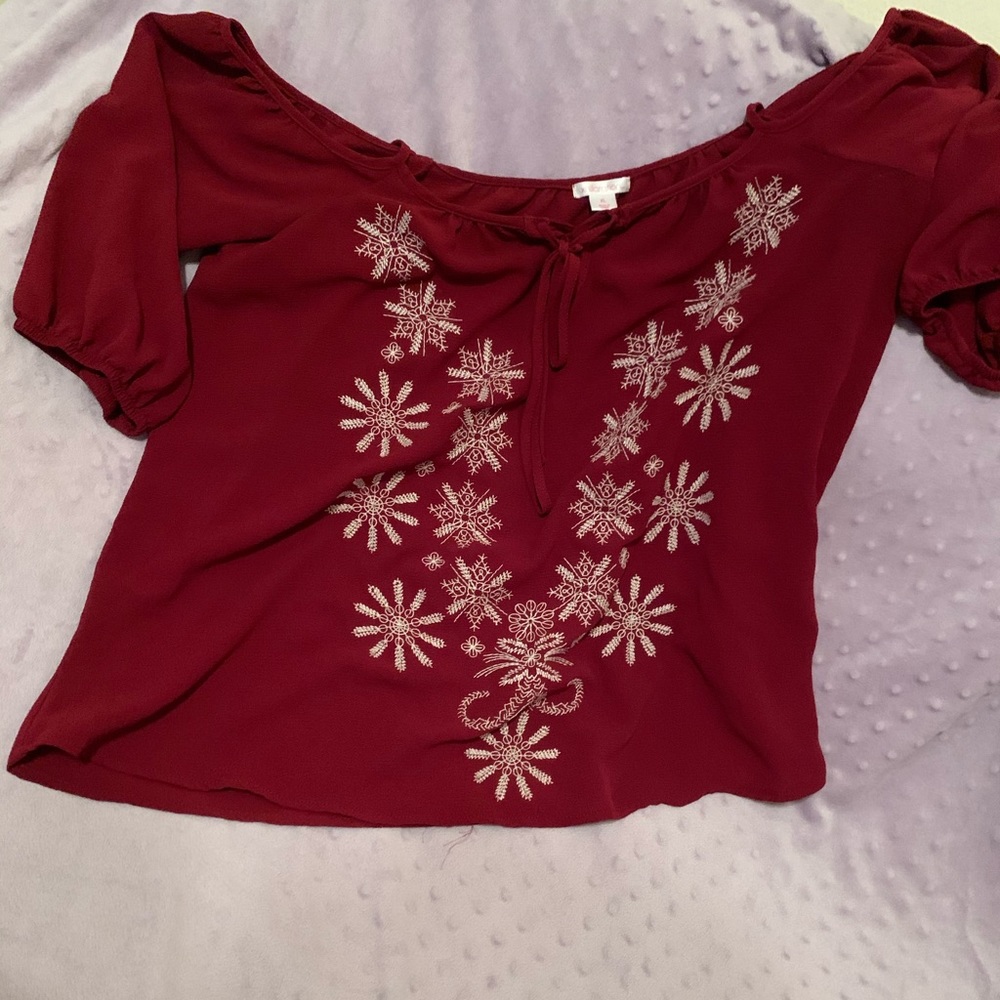 Maroon floral blouse